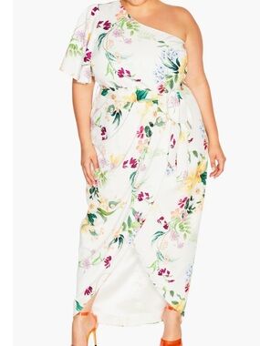 City Chic Bonnie Floral One-Shoulder Dress, Size 22, NWOT